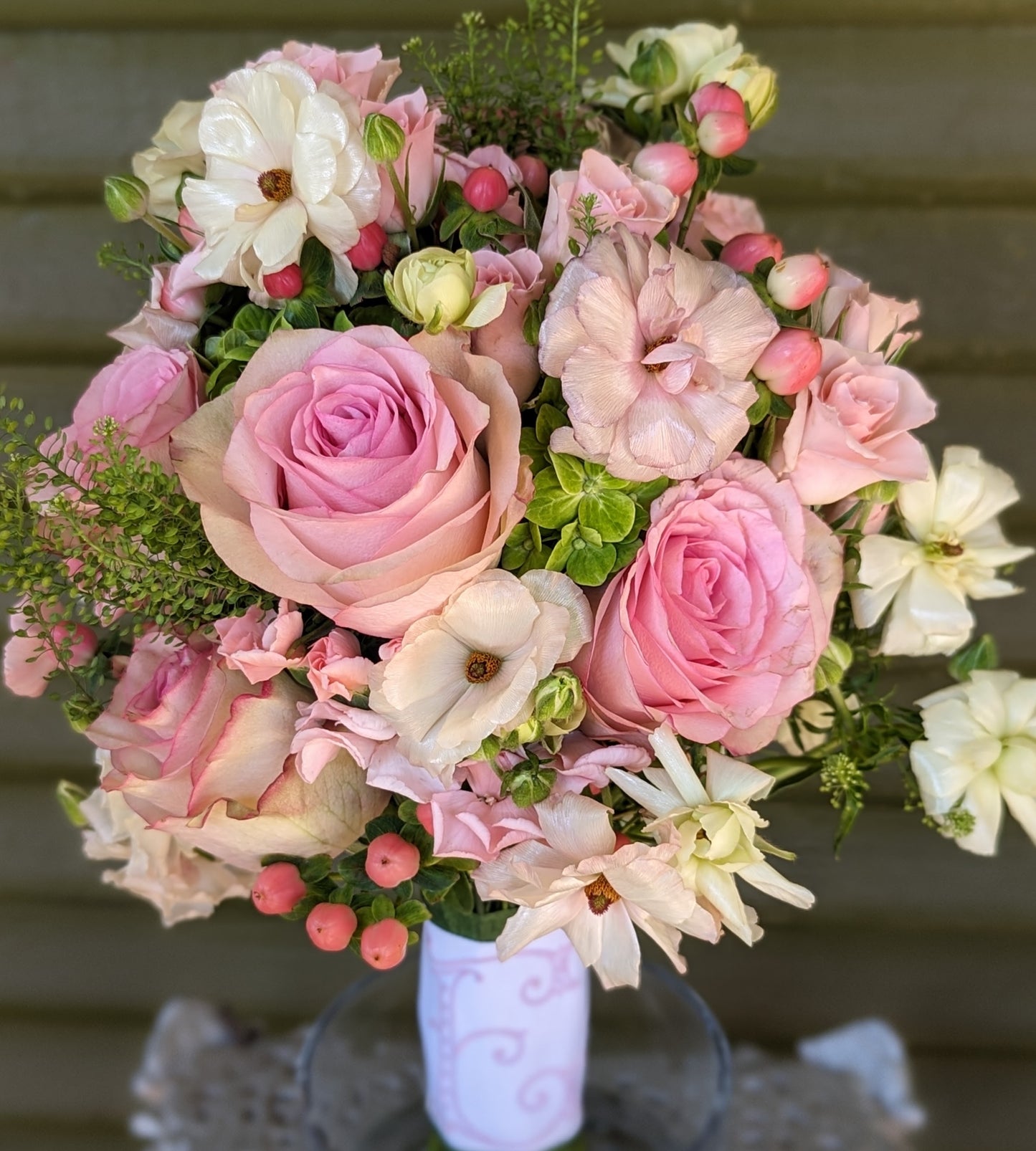 Beautiful Bouquet with Monogrammed Ribbon