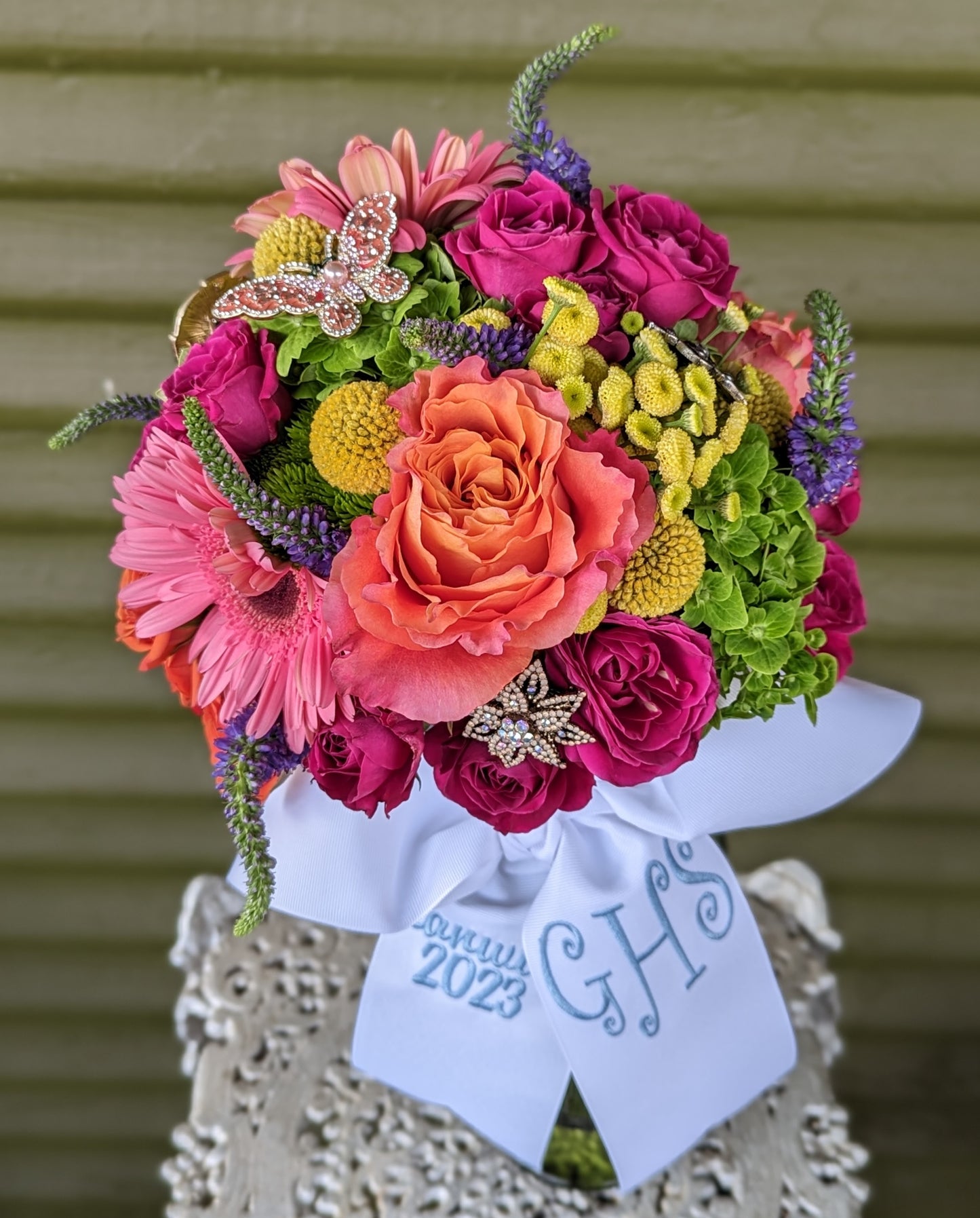 Personalized Bouquet with Monogrammed Ribbon